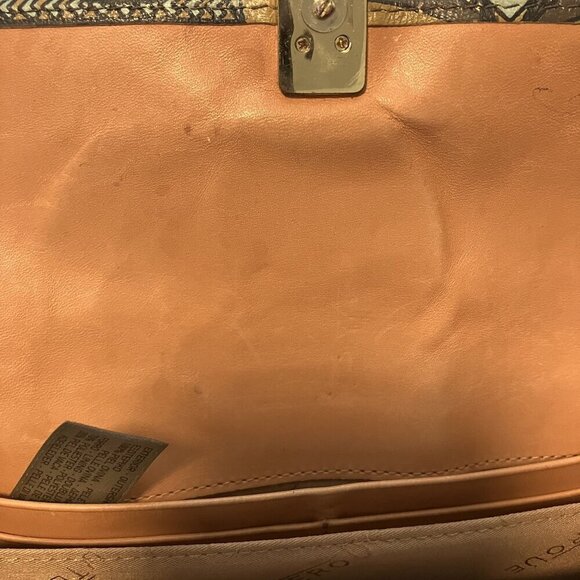 Uterque Brown, Tan, Blue Sheepskin Multipocket Geometric Floral Clutch Wallet - Picture 8 of 10